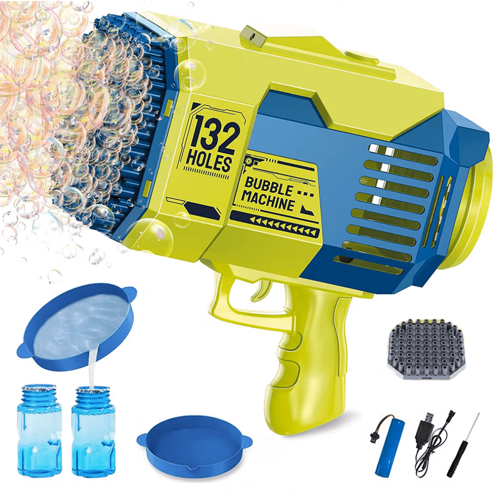 pistol cu baloane de sapun cu acumulator si 2 capete interschimbabile verde