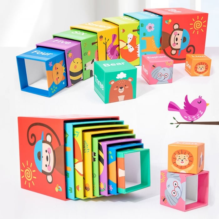Set Cuburi de Construit Educaționale din Carton – Colorate, Numerotate ...