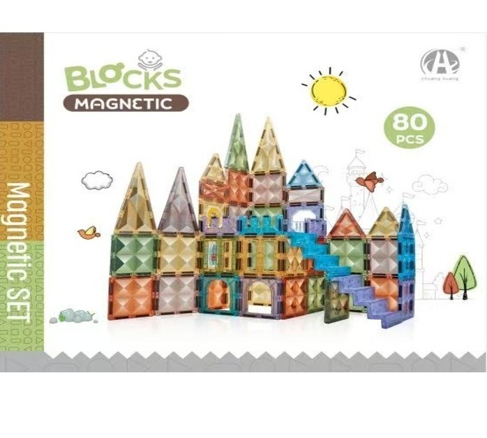 Set de construcție magnetic Blocks Magnetic Castel – 80 piese