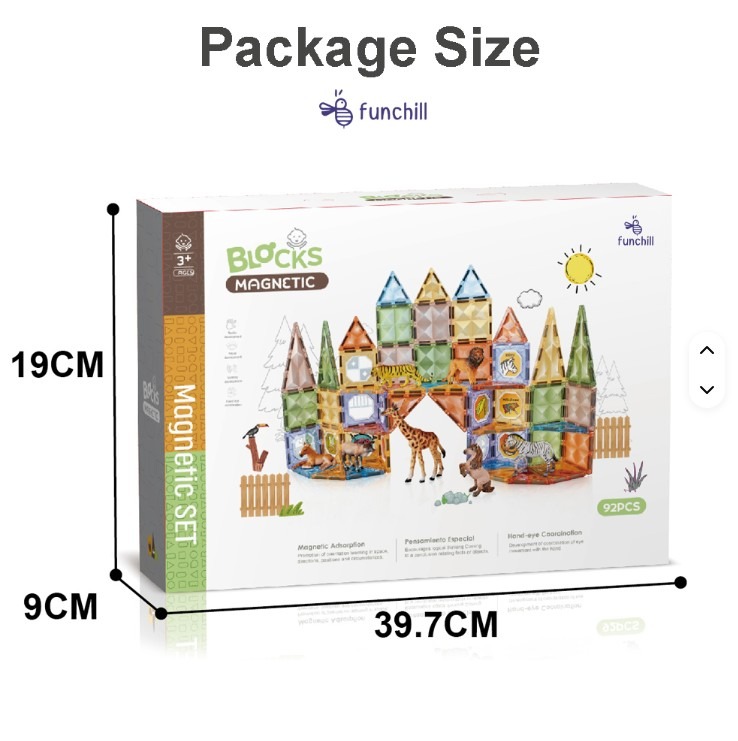 Set de construcție magnetic Blocks Magnetic Gradina Zoologica – 92 piese