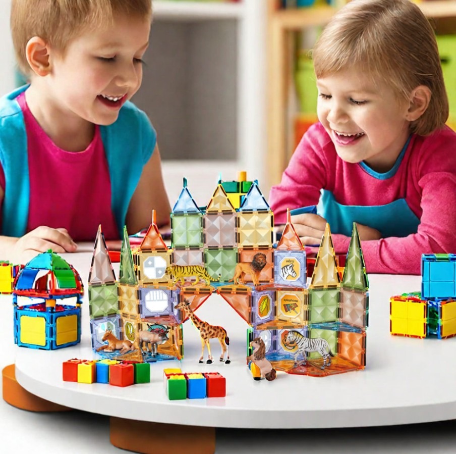 Set de construcție magnetic Blocks Magnetic Gradina Zoologica – 92 piese