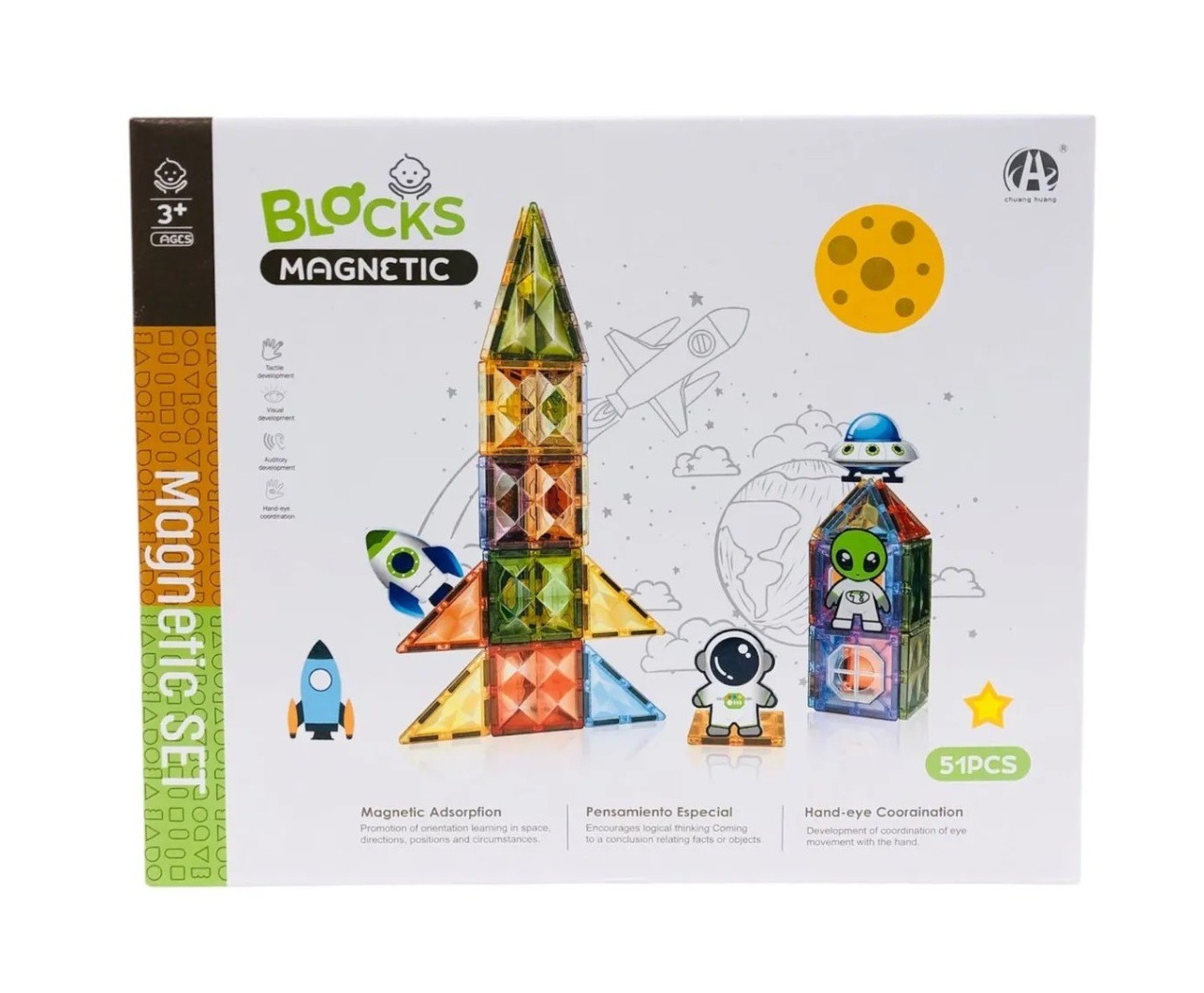 Set de construcție magnetic Blocks Magnetic Racheta – 51 piese