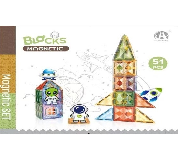 Set de construcție magnetic Blocks Magnetic Racheta – 51 piese