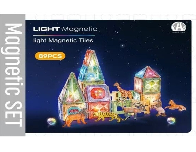 Set magnetic de construcție cu lumină Zoo – 89 piese