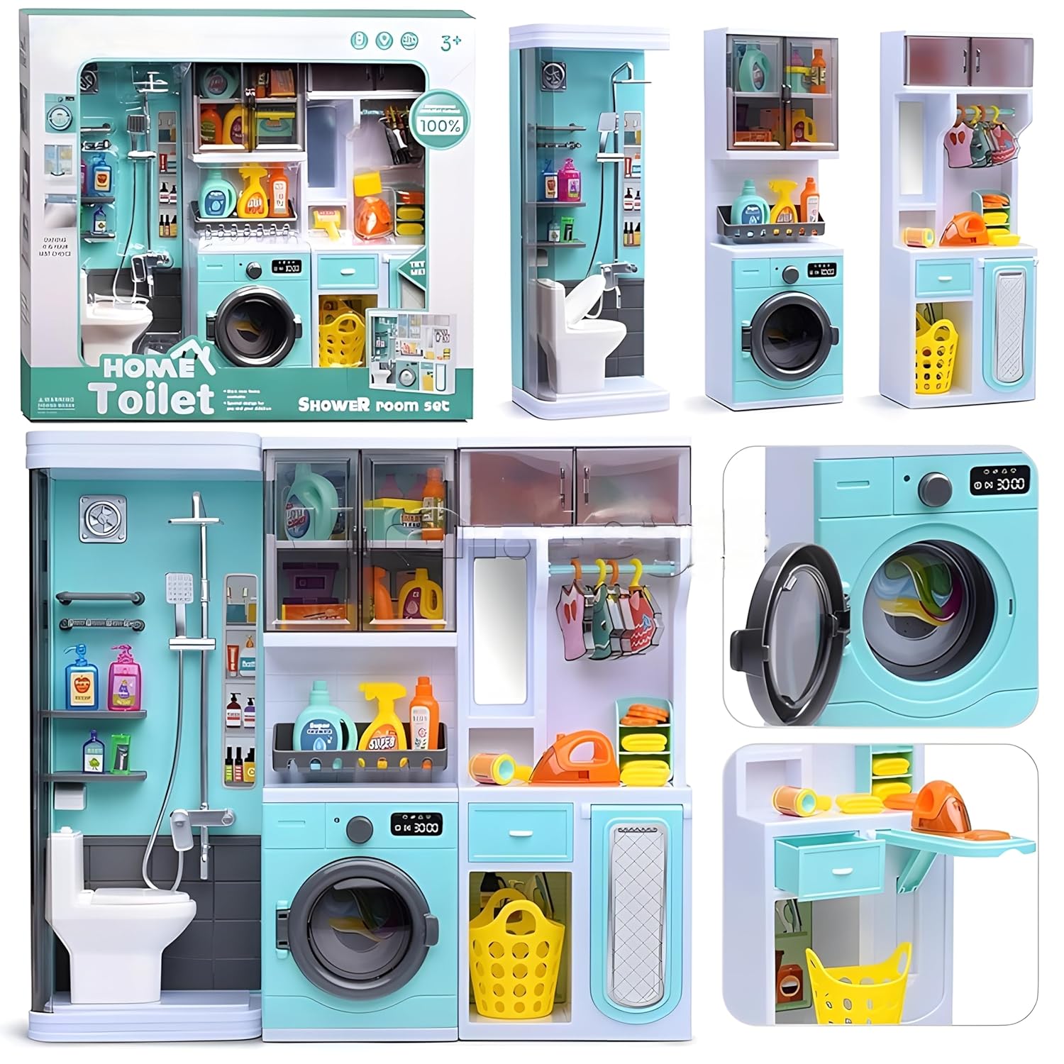 baie de jucarie pentru papusi din 3 corpuri Home Toilet Baie de jucarie pentru papusi din 3 corpuri Home Toilet