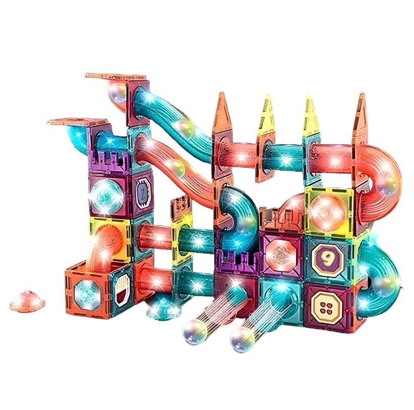 Set de construcție magnetic – Light Magnetic Tiles 140 piese - Best Toys