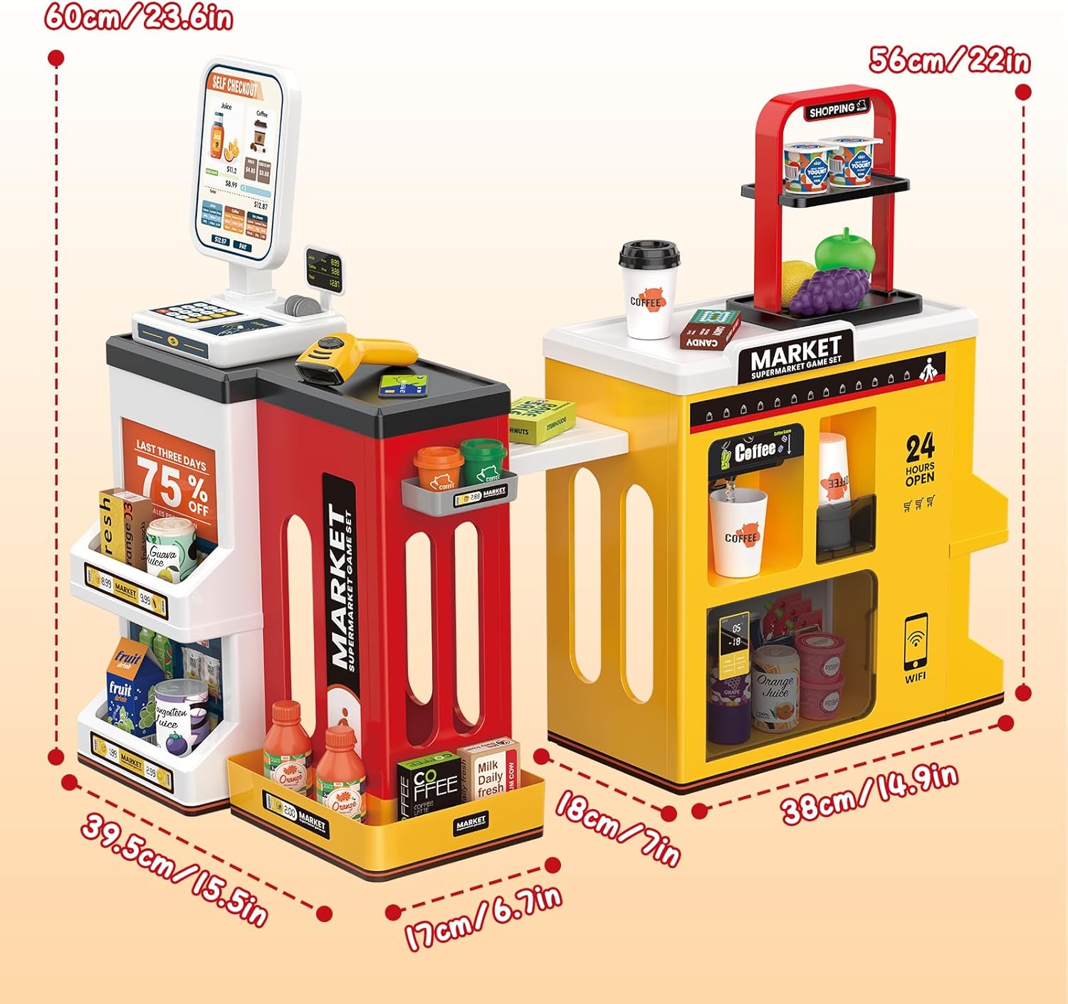 supermarket de jucarie cu 65 de accesorii