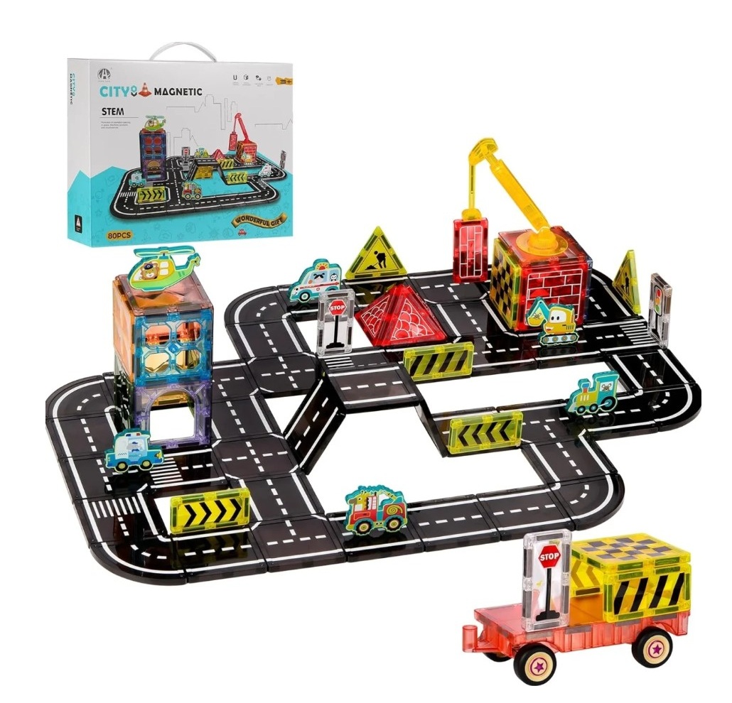 Set STEM cu piese magnetice Vehicule 80 piese
