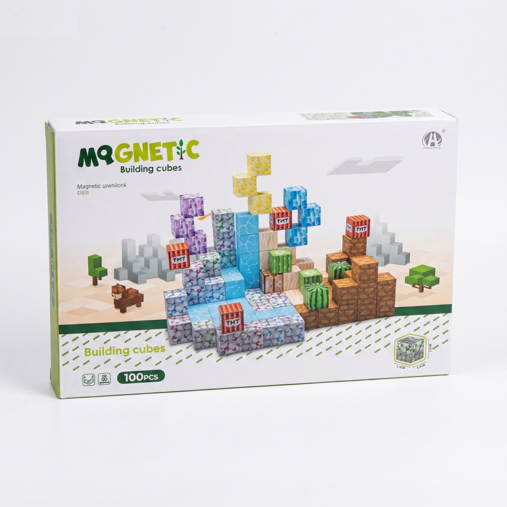 Set cuburi magnetice tip Minecraft Mqgnetic 100 piese