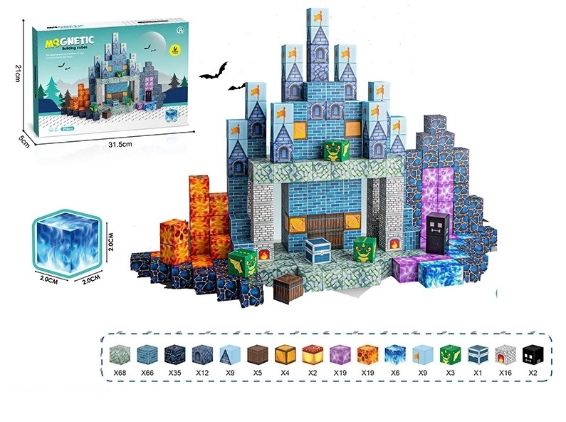 Set cuburi magnetice tip Minecraft Mqgnetic Castle Blocks 276 piese