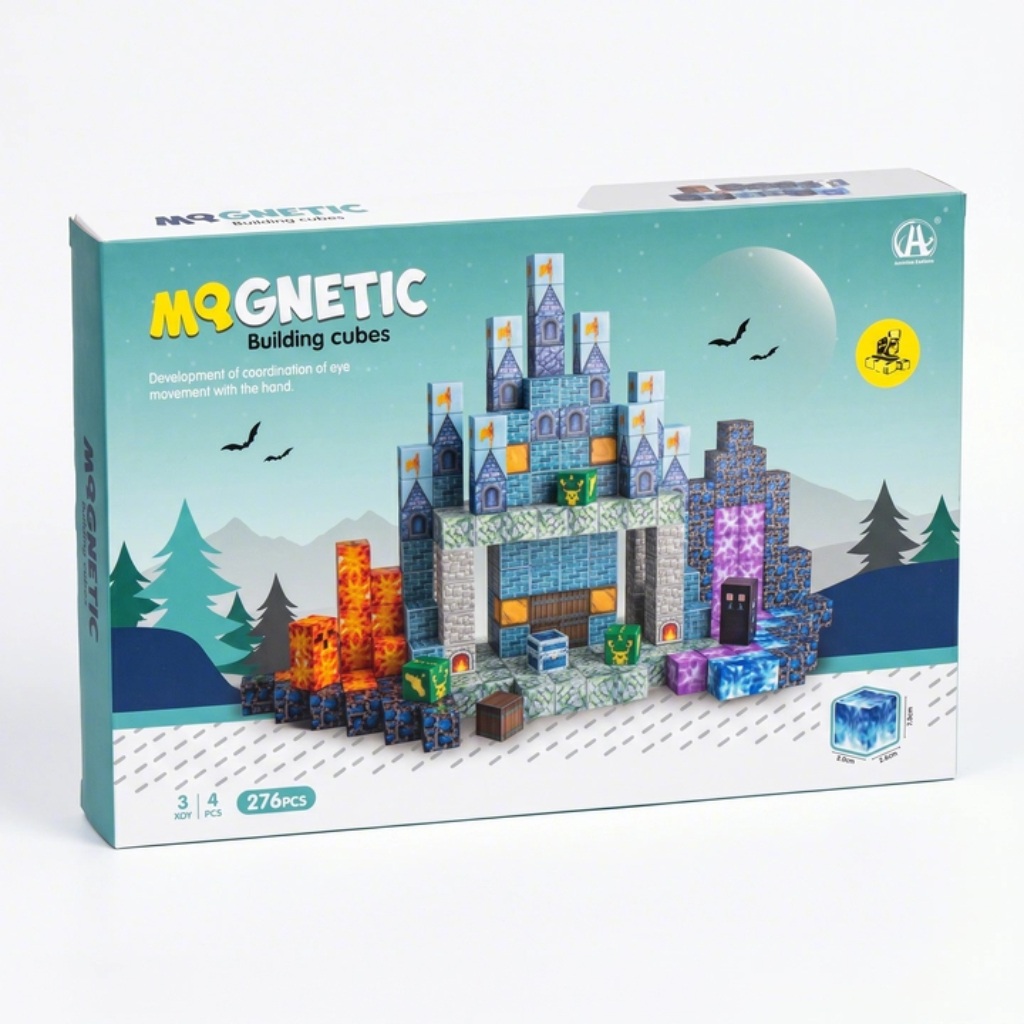 Set cuburi magnetice tip Minecraft Mqgnetic Castle Blocks 276 piese