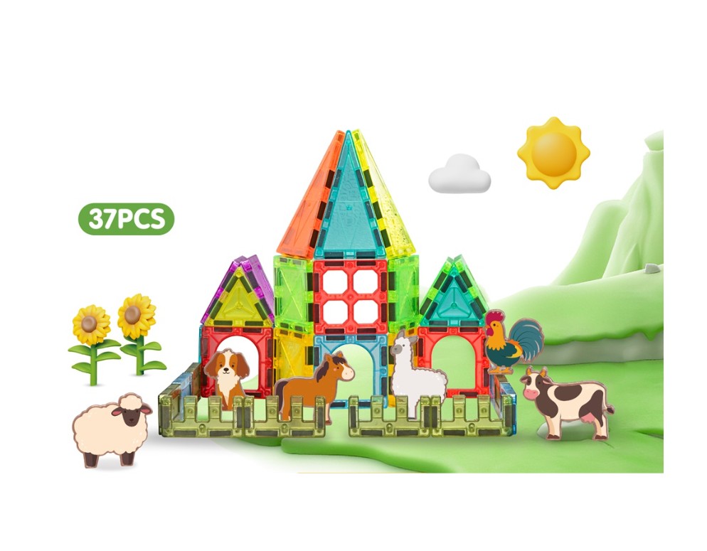 Set de Construcție Magnetic - Ferma Mea Creativă 37 Piese
