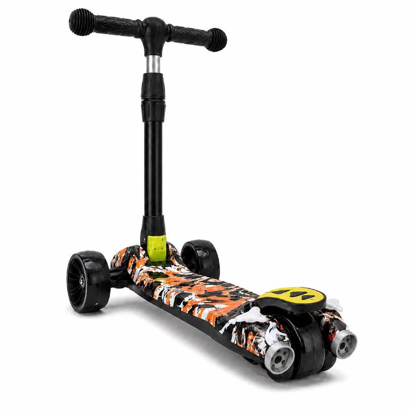 Trotineta pliabila cu 3 roti cu fum, muzica si lumini Orange Army