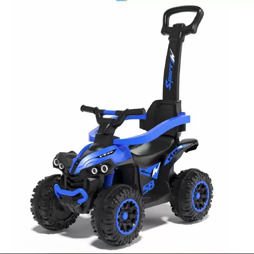 ATV pentru copii cu maner parental muzica si lumini, 2-4 ani Albastru