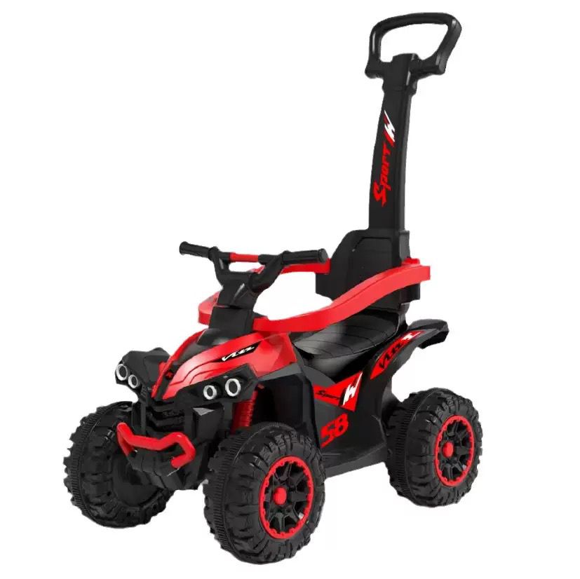 ATV pentru copii cu maner parental muzica si lumini, 2-4 ani Rosu