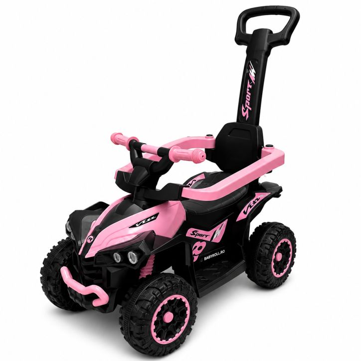 ATV pentru copii cu maner parental muzica si lumini, 2-4 ani Roz