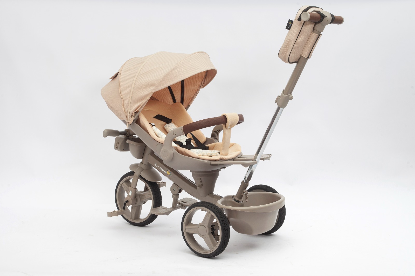Tricicleta Multifunctionala L-SUN pentru Copii cu scaun reversibil SL07 Crem