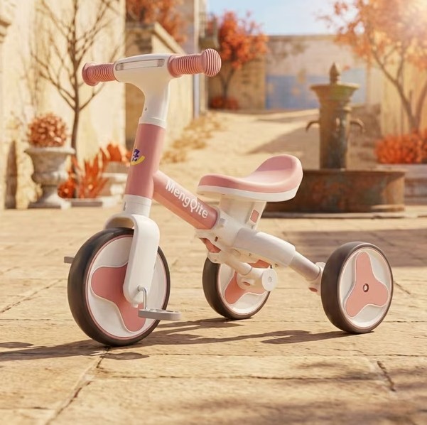 Tricicleta si Bicicleta de Echilibru Multifunctinala pentru Copii Racer Star Roz