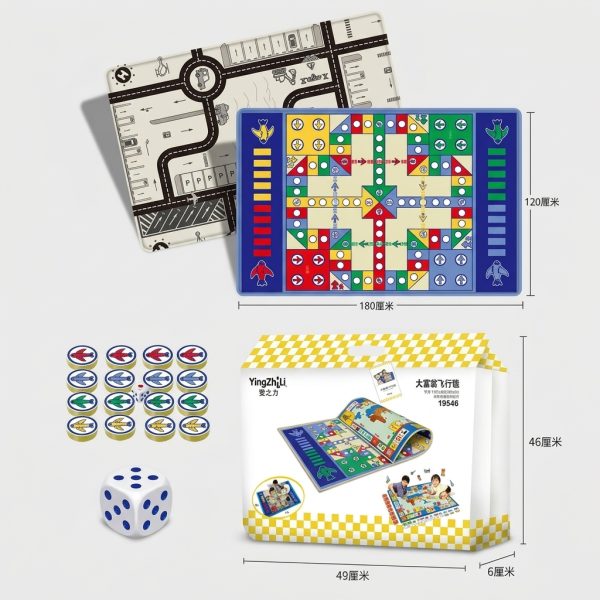 Covor de Joaca Educativ 2 în 1 – Trafic si Joc Ludo 180×120 cm
