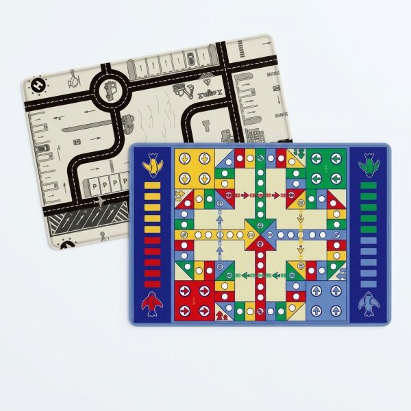 Covor de Joaca Educativ 2 în 1 – Trafic si Joc Ludo 180×120 cm