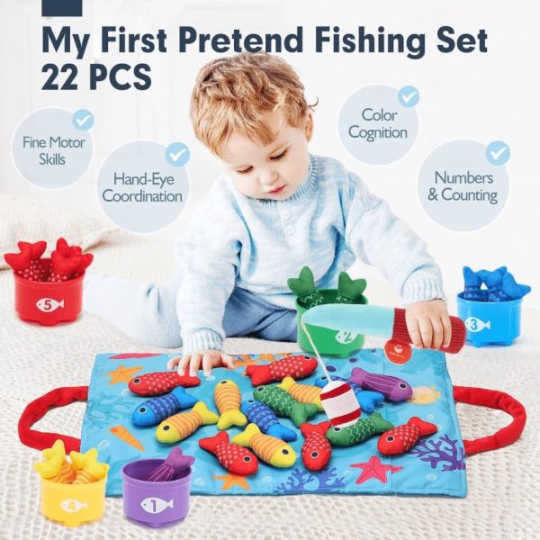 Joc bebe de Pescuit Magnetic din Textil Little Fishpond