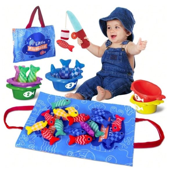 Joc bebe de Pescuit Magnetic din Textil Little Fishpond