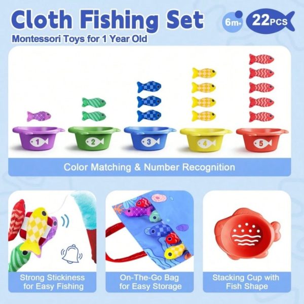 Joc bebe de Pescuit Magnetic din Textil Little Fishpond