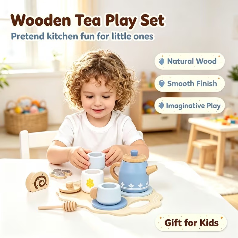 Set de Ceai din Lemn pentru Copii KABI „Afternoon Tea Set”